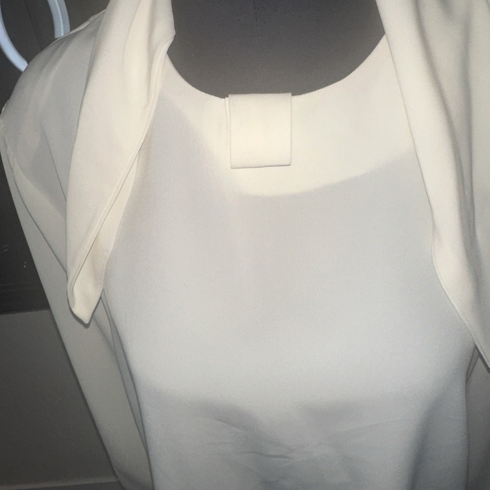 Ali miles top Tunic size medium Cream Long Sleeve Tie Neck Blouse - Picture 9 of 12